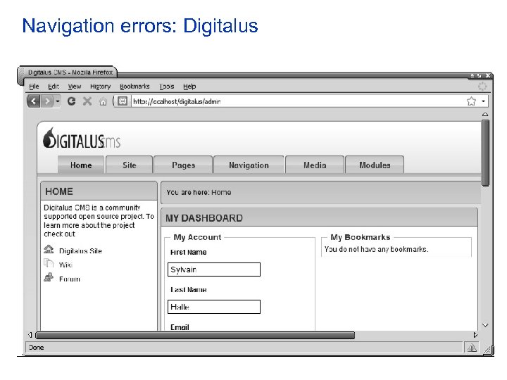 Navigation errors: Digitalus 