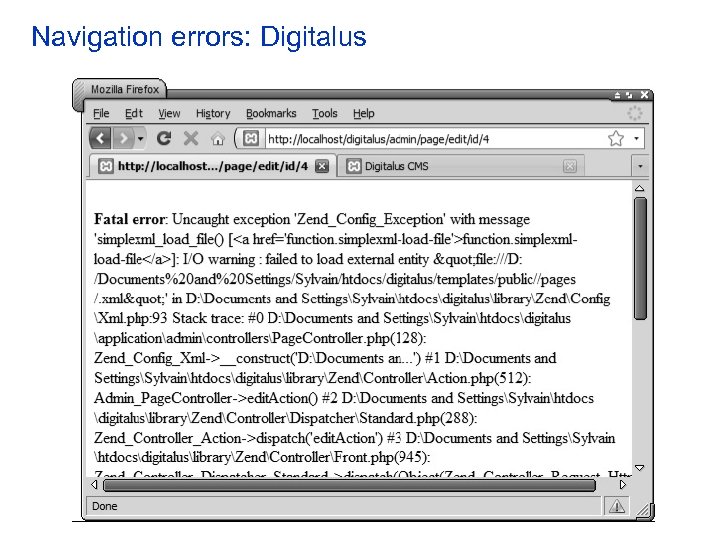 Navigation errors: Digitalus 