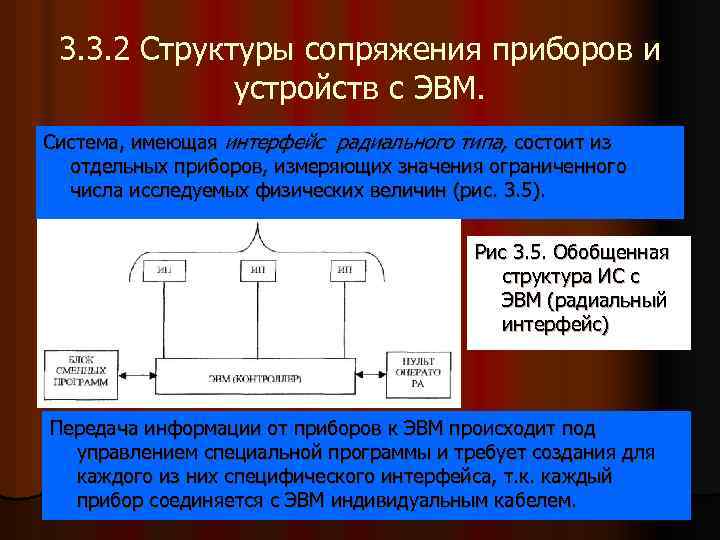 3. 3. 2 Структуры сопряжения приборов и устройств с ЭВМ. Система, имеющая интерфейс радиального