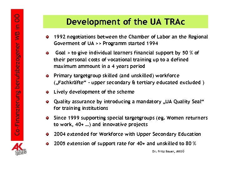 Co-Finanzierung berufsbezogener WB in OÖ Development of the UA TRAc 1992 negotiations between the