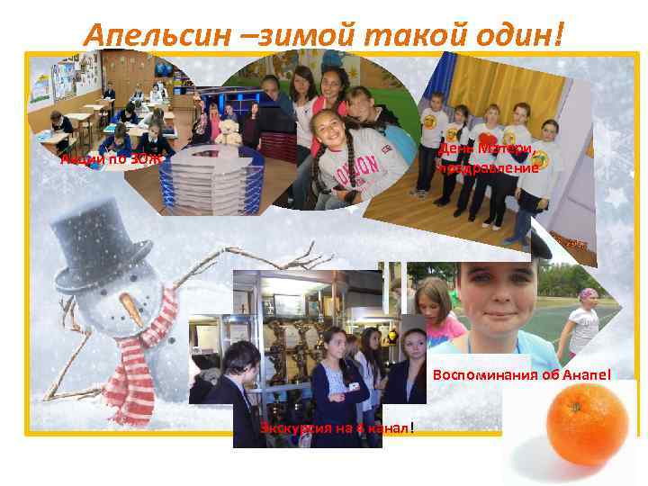 Апельсин –зимой такой один! День Матери, поздравление Акции по ЗОЖ Воспоминания об Анапе! Экскурсия