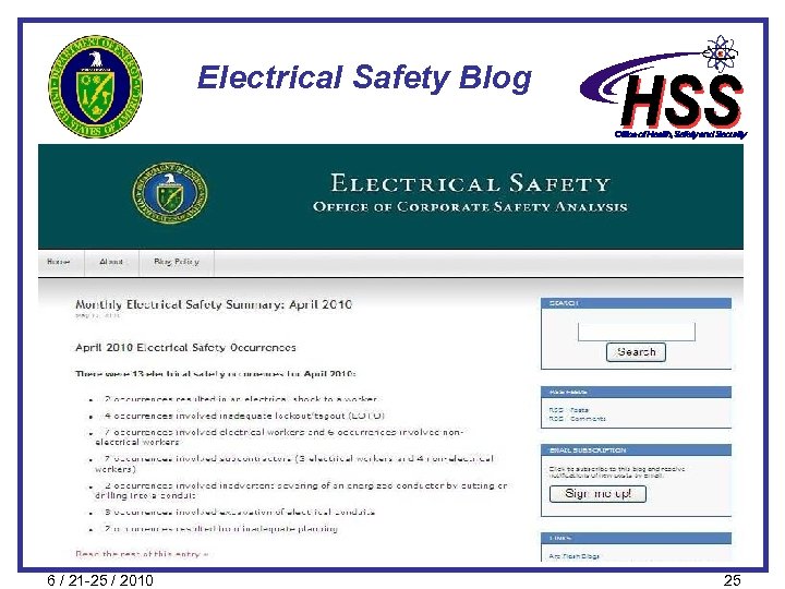 Electrical Safety Blog 6 / 21 -25 / 2010 25 