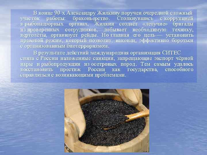 В конце 90 -х Александру Жилкину поручен очередной сложный участок работы: браконьерство. Столкнувшись с
