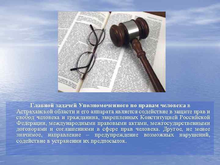 Главной задачей Уполномоченного по правам человека в Астраханской области и его аппарата является содействие