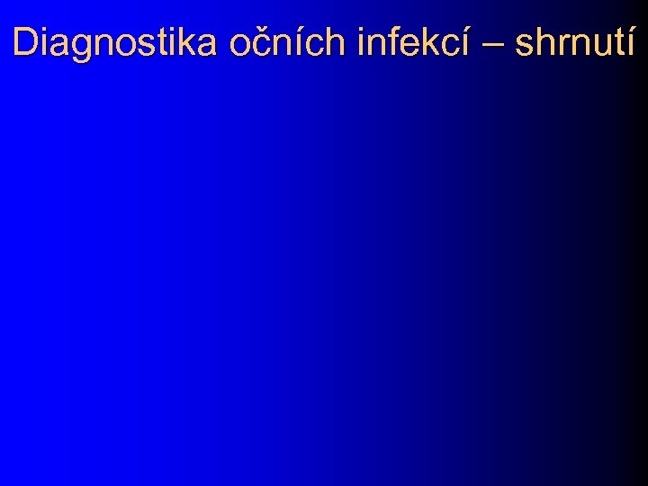 Diagnostika očních infekcí – shrnutí 