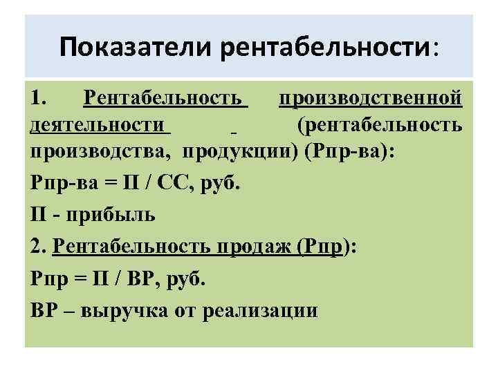 Рентабельность производственной деятельности