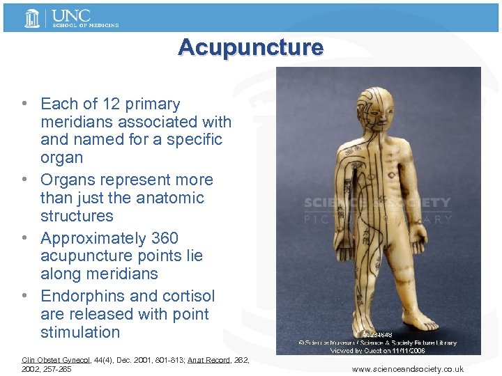 Acupuncture • Each of 12 primary meridians associated with and named for a specific