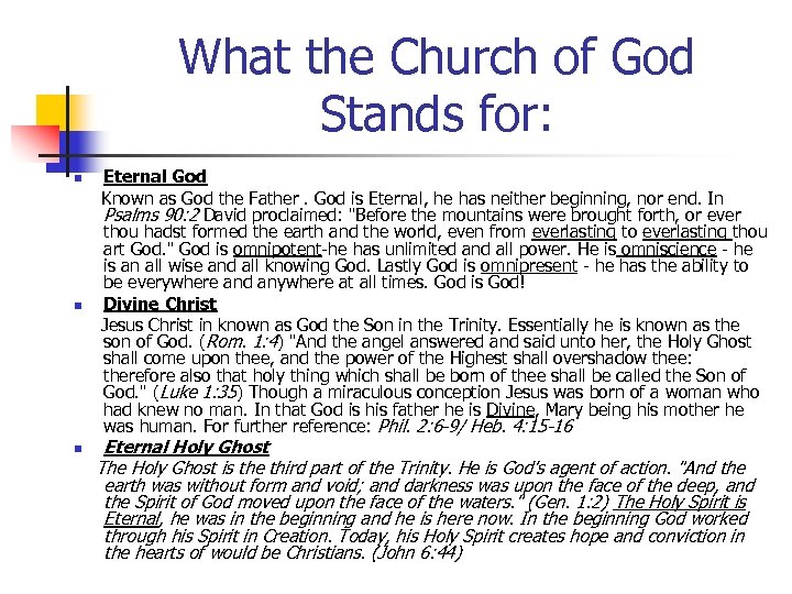 What the Church of God Stands for: Eternal God Known as God the Father.