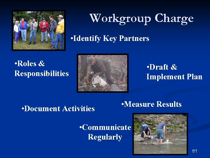 Workgroup Charge • Identify Key Partners • Roles & Responsibilities • Draft & Implement