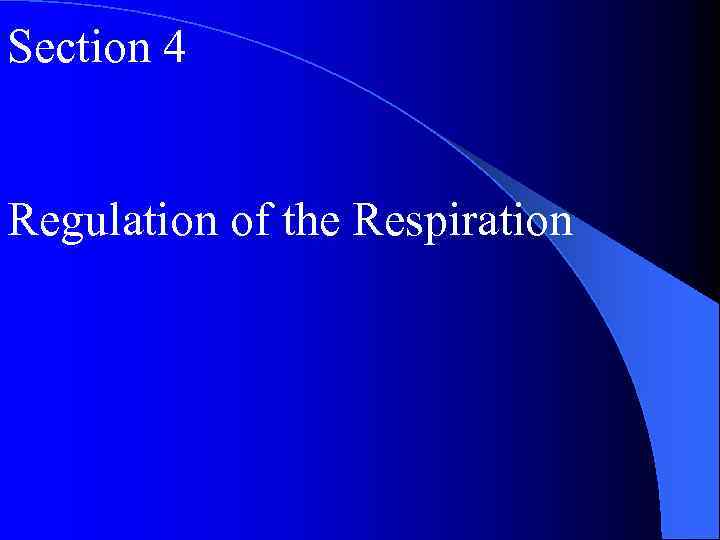 Section 4 Regulation of the Respiration 