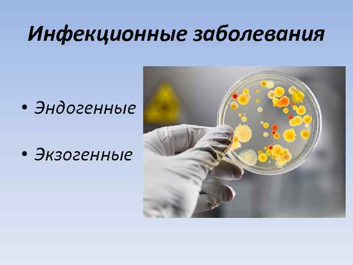 Инфекционные заболевания • Эндогенные • Экзогенные 