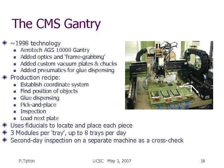 The CMS Gantry ~1998 technology n n Aerotech AGS 10000 Gantry Added optics and