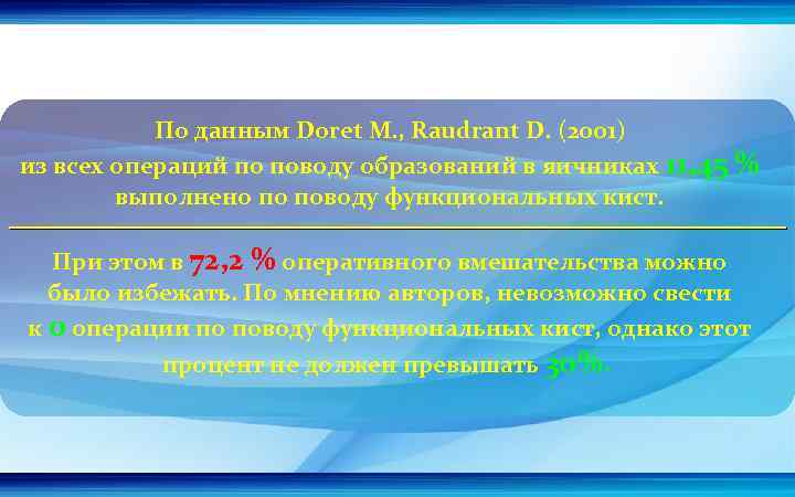 По данным Doret M. , Raudrant D. (2001) из всех операций по поводу образований