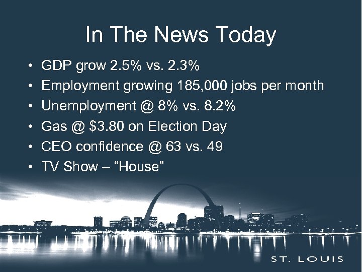 In The News Today Insert Session Title Here • • • GDP grow 2.