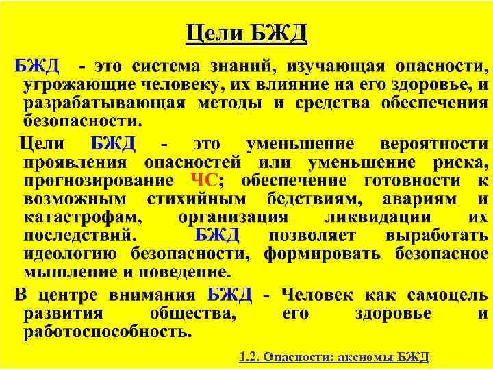 1. 2. Опасности; аксиомы БЖД 