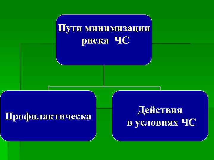 Пути минимизации риска ЧС Профилактическа Действия в условиях ЧС 