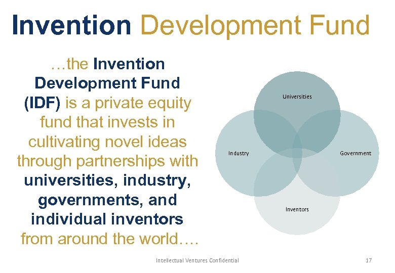 Invention Development Fund …the Invention Development Fund (IDF) is a private equity fund that