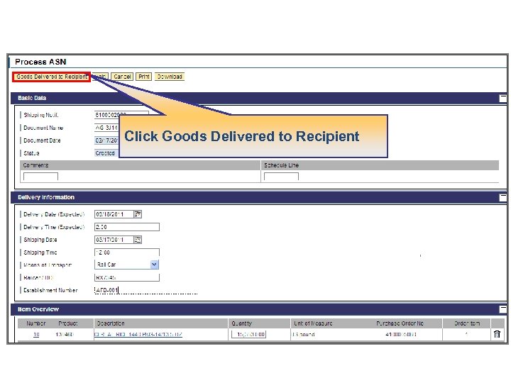 Click Goods Delivered to Recipient 