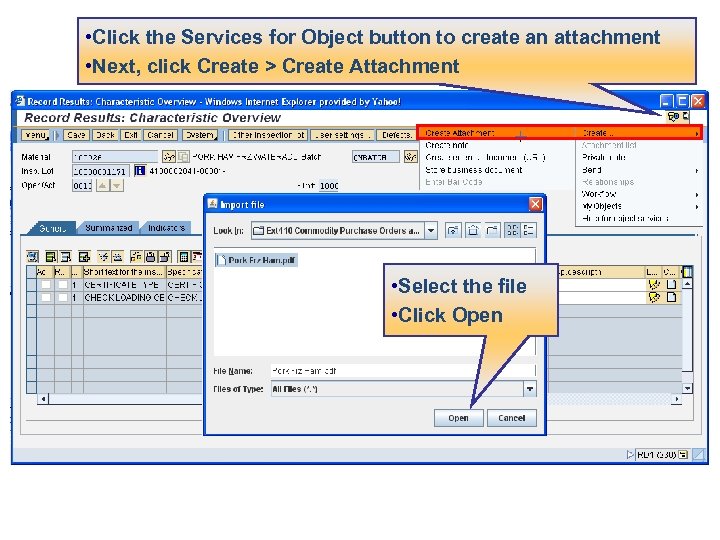  • Click the Services for Object button to create an attachment • Next,