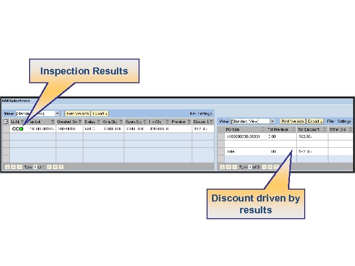 Inspection Results Discount driven by results 