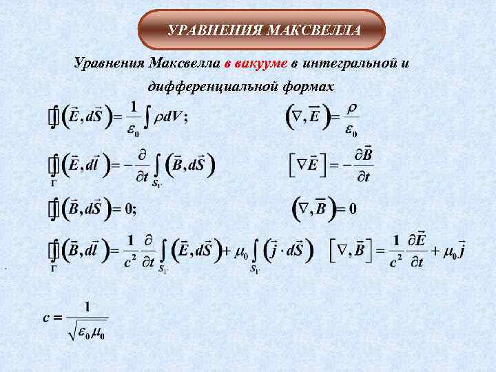 Интегральные уравнения максвелла. Уравнения Максвелла в интегральной и дифференциальной формах. Уравнения Максвелла в вакууме. Система уравнений Максвелла в вакууме. Уравнение Максвелла в интегральной форме для вакуума.