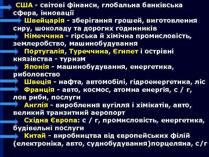  США - світові фінанси, глобальна банківська сфера, інновації Швейцарія - зберігання грошей, виготовлення