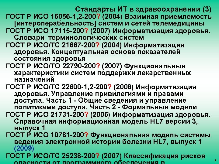 Стандарты ИТ в здравоохранении (3) ГОСТ Р ИСО 16056 -1, 2 -200? (2004) Взаимная