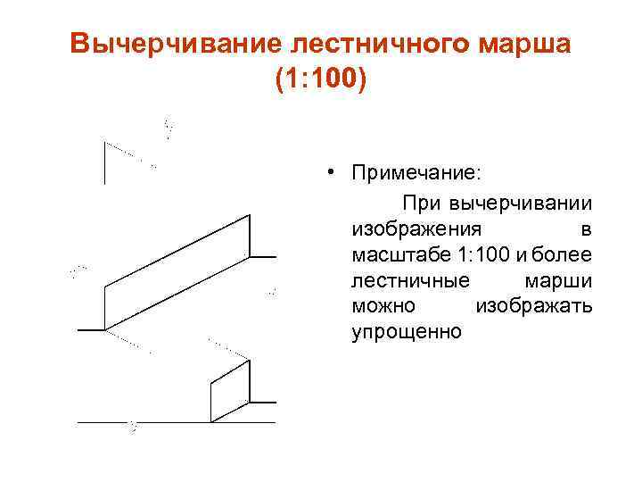 Вычерчивание лестничного марша (1: 100) • Примечание: При вычерчивании изображения в масштабе 1: 100