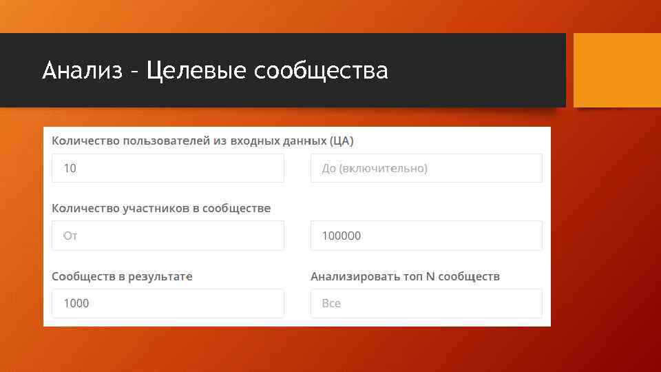 Анализ – Целевые сообщества 