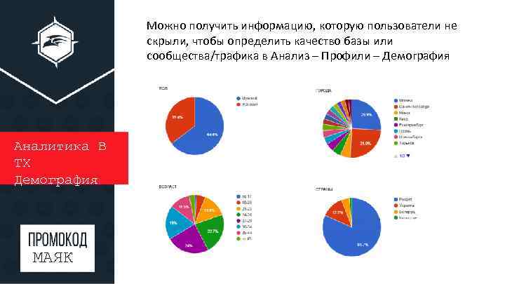 Можно получить информацию, которую пользователи не скрыли, чтобы определить качество базы или сообщества/трафика в