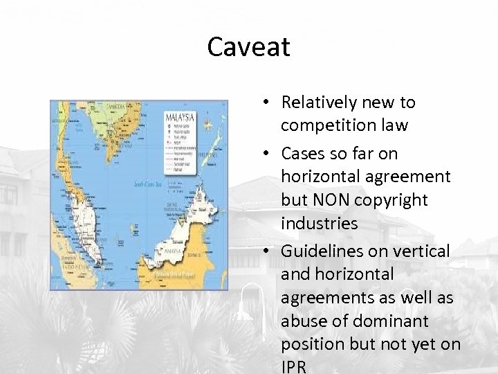 Caveat • Relatively new to competition law • Cases so far on horizontal agreement