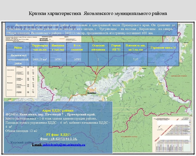 Карта яковлевского района приморского края