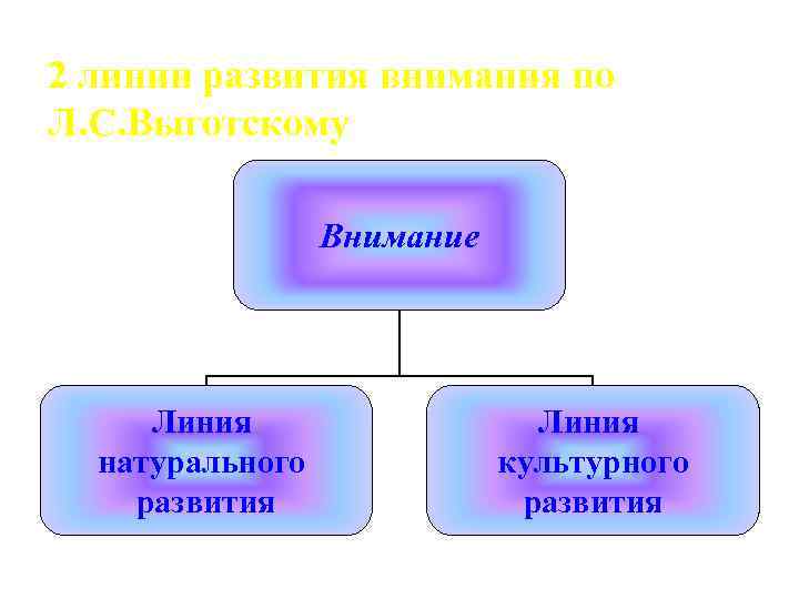 2 линии развития внимания по Л. С. Выготскому Внимание Линия натурального развития Линия культурного