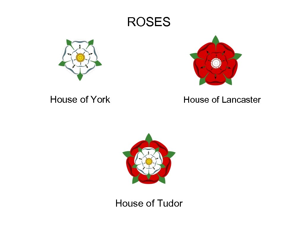 ROSES House of York House of Lancaster House of Tudor 