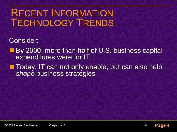 RECENT INFORMATION TECHNOLOGY TRENDS Consider: n By 2000, more than half of U. S.