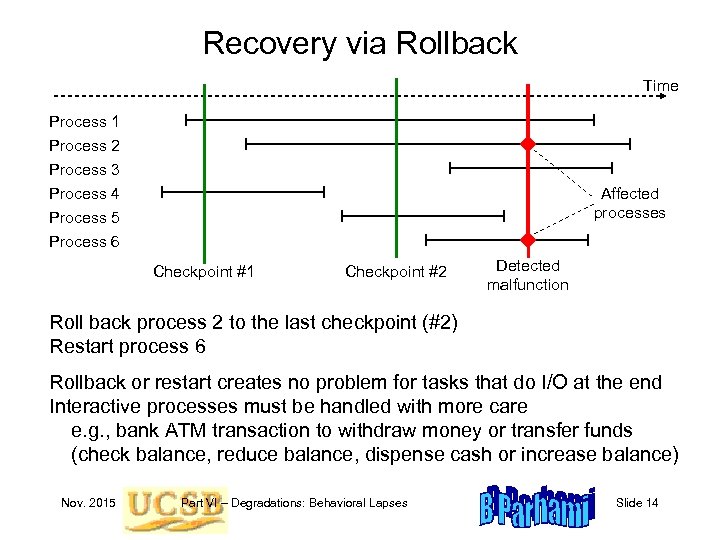 Recovery via Rollback Time Process 1 Process 2 Process 3 Process 4 Process 5