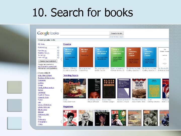 10. Search for books 