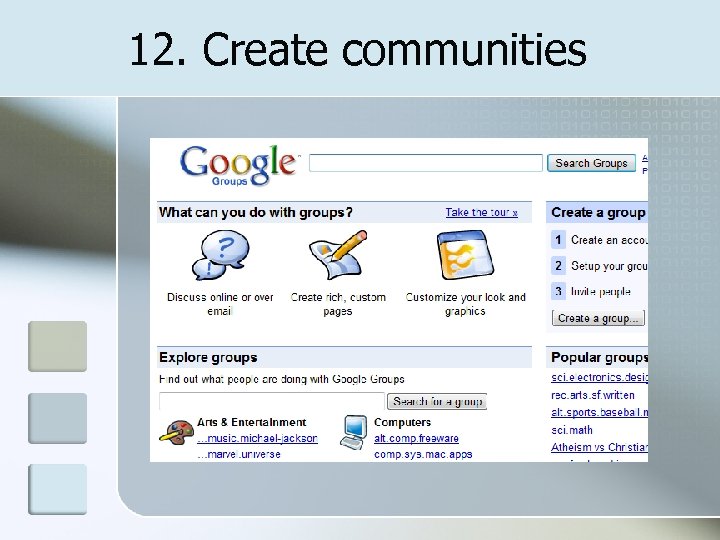 12. Create communities 