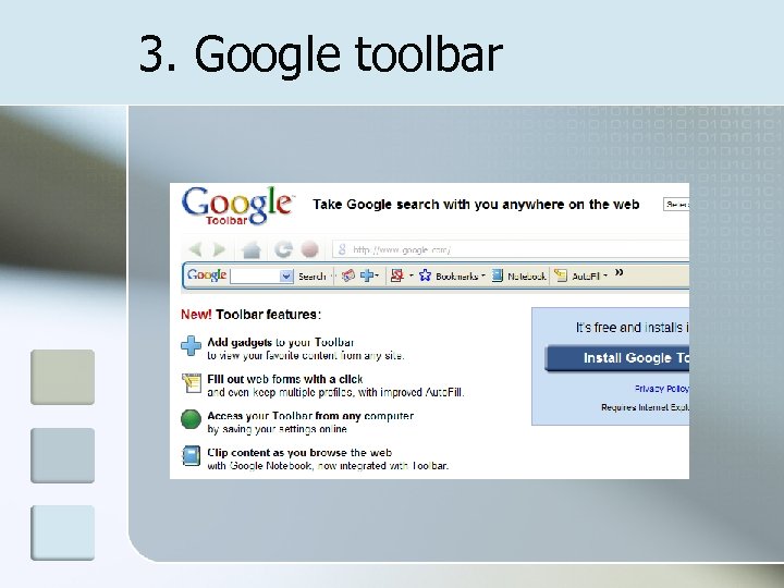 3. Google toolbar 