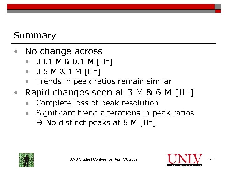 Summary • No change across • 0. 01 M & 0. 1 M [H+]