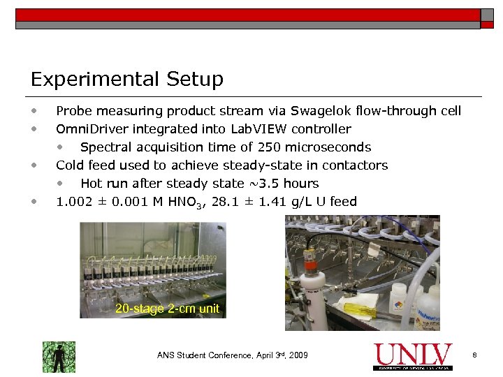 Experimental Setup • • Probe measuring product stream via Swagelok flow-through cell Omni. Driver