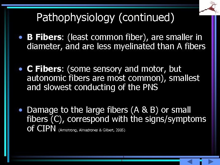 Pathophysiology (continued) • B Fibers: (least common fiber), are smaller in diameter, and are