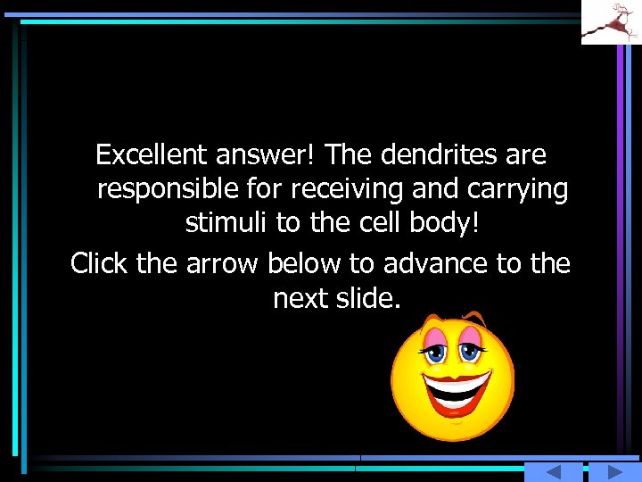 Excellent answer! The dendrites are responsible for receiving and carrying stimuli to the cell