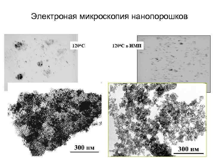 Электроная микроскопия нанопорошков 120 о. С в ИМП 