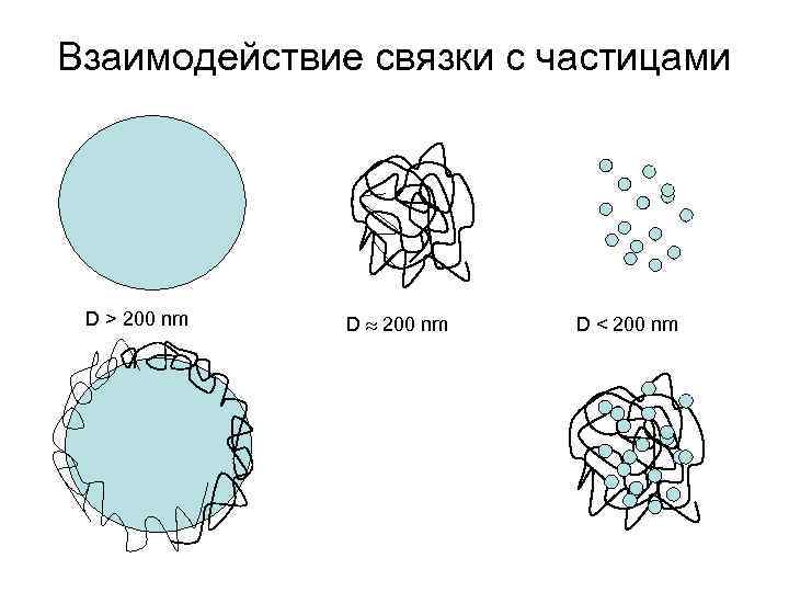 Взаимодействие связки с частицами D > 200 nm D < 200 nm 