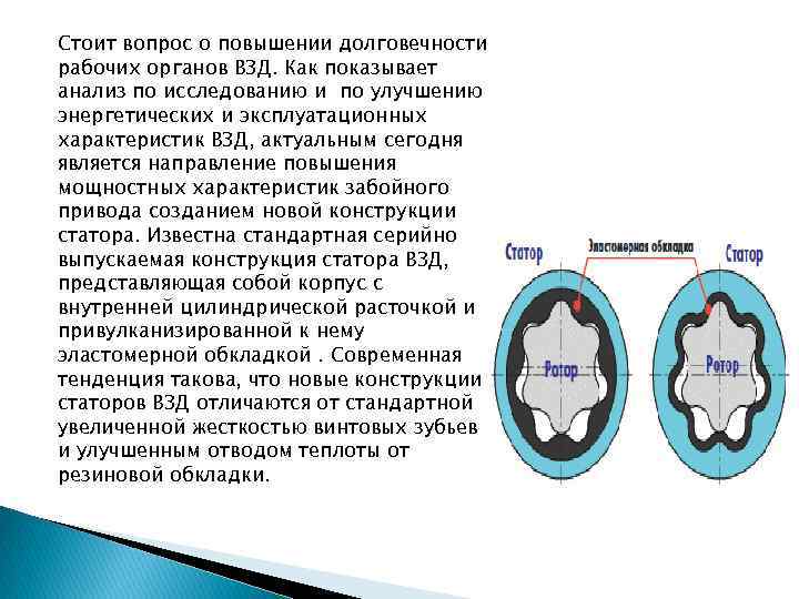 Стоит вопрос о повышении долговечности рабочих органов ВЗД. Как показывает анализ по исследованию и