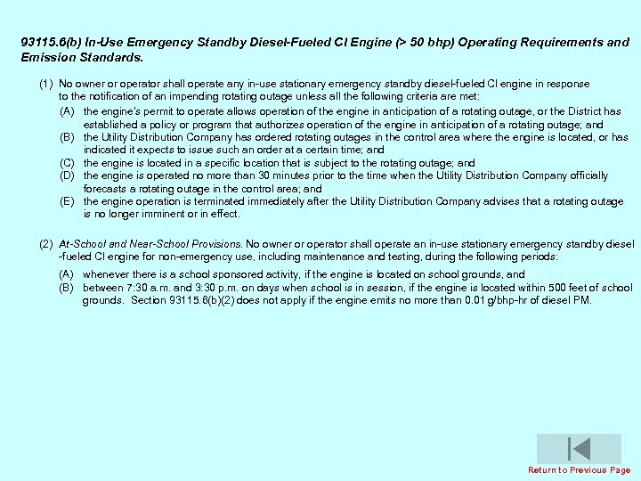 93115. 6(b) In-Use Emergency Standby Diesel-Fueled Cl Engine (> 50 bhp) Operating Requirements and