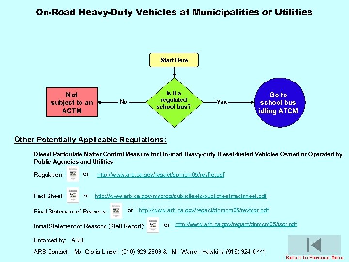 On-Road Heavy-Duty Vehicles at Municipalities or Utilities Start Here Not subject to an ACTM