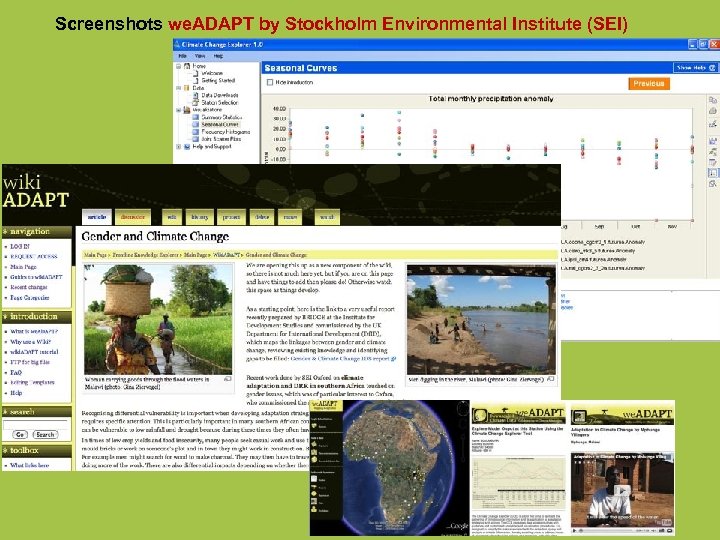 Screenshots we. ADAPT by Stockholm Environmental Institute (SEI) 