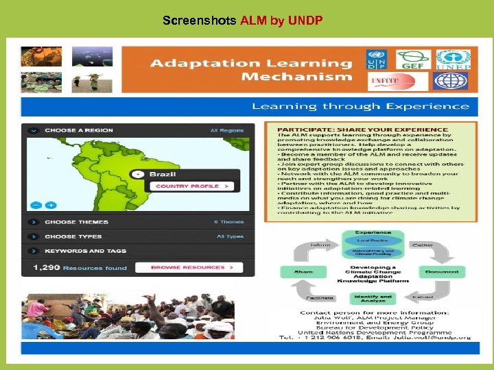 Screenshots ALM by UNDP 